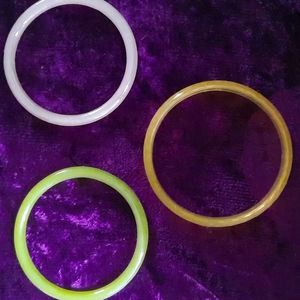 Vintage 2 glass bangle, 1 plastic
